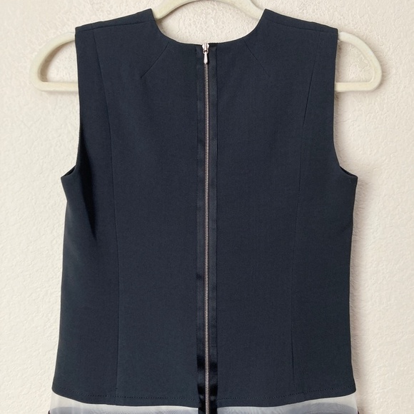 Victoria Beckham Wool Silk Blend Colorblock Mesh Illusion Contemporary Dress - Picture 6 of 10